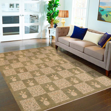 handmade Transitional Kafkaz Chobi Ziegler Lt. Green Beige Hand Knotted RECTANGLE 100% WOOL area rug 9 x 12
